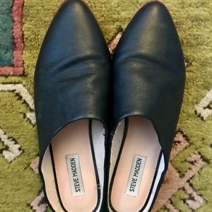 Steve Madden Black Leather Mules